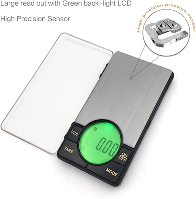 Precision Digital Pocket Weight Jewelry Scale with Large LCD Backlight 500G 0.01G(
