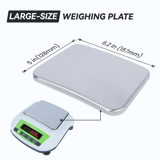 U.S. Solid Precision Balance, 2000g/4.4lb x 0.01g Analytical Digital Lab Scale, 6.2" x 5" Rectangular Pan, Piece Counting, g/ct/oz/lb, 100-240V AC & 4xDC 1.5V Battery, Kitchen, Jewelry, Scientific Use