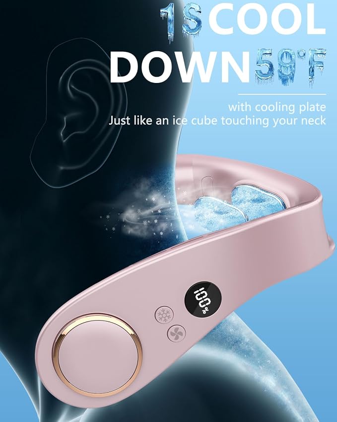Air Conditioner Neck Fan-Neck Air Cooler,Portable Neck Ac Unit Wearable Hanging Fan Around Neck,Small USB Head Fan Hand Free