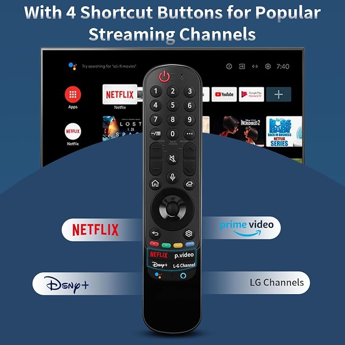 for LG-TV-Remote-Control-Replacement, for All 2019-2025 LG Magic Remote Control for Smart TVs with Pointer and Voice Function. 2-Year Warranty.