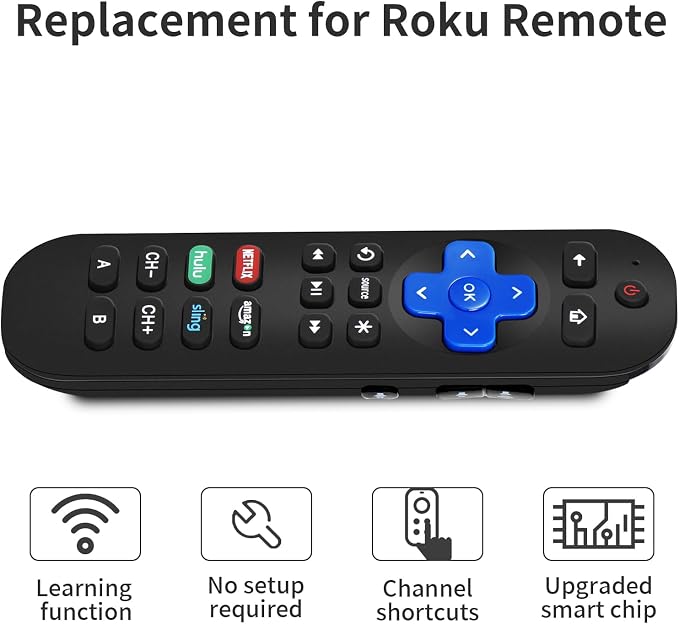 Gvirtue Replacement Remote Control - Compatible with Roku Express, Premiere, Ultra, Box, Player, 1, 2, 3, 4 - NOT for Stick or TV