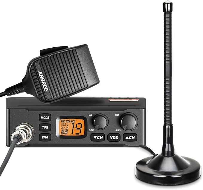 ABBREE CB Radio with Magnetic Mount Antenna for Truckers Long Range AM FM Professional CB Radios,Compact Design,Instant Emergency Channel 9/19,Full 40 Channels,Handheld Mic,LCD Display,VOX