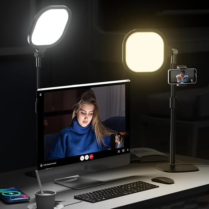 Video Conference Lighting for Zoom Meeting, Ring Light for Desk with Flexible Stand, 30 Light Modes Zoom Lighting for Computer, Desk Ring Light & Memory Function for Video Calls, Live Stream, Webcam