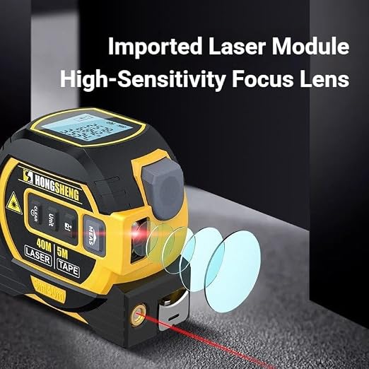 5m/16ft Digital Laser Tape Measure, WTWD 100m/328ft Laser Distance Measure with Cross-Line Laser Level, Area/Volume Calculator, Battery Powered, Voice Output, Backlit LCD, ft/in/m for Construction