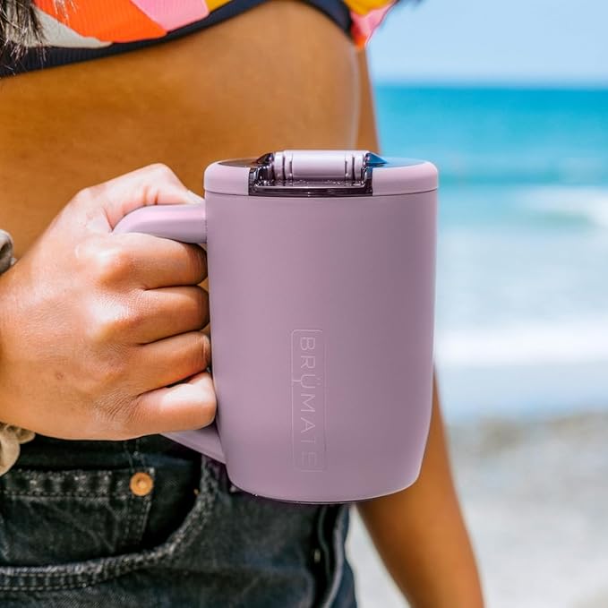 BrüMate Müv - 15oz 100% Leak Proof Insulated Coffee Mug with Handle & Lid - Stainless Steel Coffee Travel Mug - Double Walled Coffee Cup (Glacier)