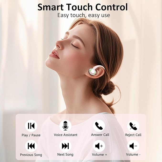 Matast Wireless Earbuds, Bluetooth Headphones Sports, Deep Bass Fitness Earphones Gym Running, Playback Over-Ear Buds with Noise Cancelling Mic, IP7 Waterproof