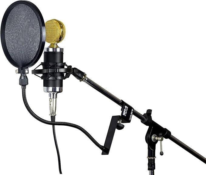 Nady 6-Inch Clamp On Microphone Pop Filter Wind Screen with Flexible Gooseneck and Metal Stabilizing Arm (SPF-1)