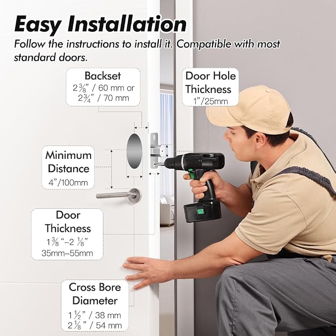Keyless Entry Door Lock, Smart Lock for Front Door with Digital Keypad, Built-in WiFi Deadbolt, App Remote Control with Easy Installation, Upgraded Battery Life