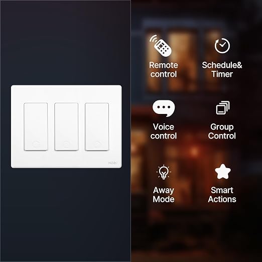 MOES Smart Single Pole Light Switch, 2.4GHz WiFi Wall Switch, Needs Neutral Wire, Multi-Control, Smart Life/TUYA APP Control, Voice Control with Alexa/Google Home, White 3 Gang