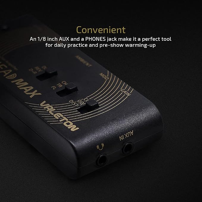 Valeton Rushead Max USB Chargable Portable Pocket Guitar Bass Headphone Amp Carry-On Bedroom Plug-In Multi-Effects