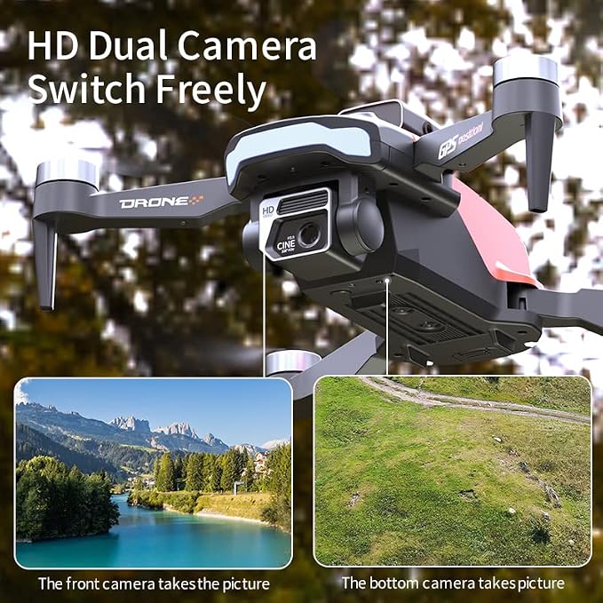GoolRC GPS Drone with 8K Dual Camera for Adults, 60 Mins Flight with 3 Batteries, Foldable Brushless Motor FPV RC Quadcopter with Carrying Case, Obstacle Avoidance, Auto Return, Optical Flow, Headless Mode, Waypoint Fly