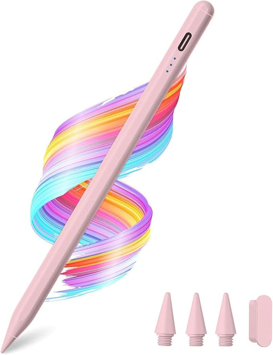 Stylus Pen for Apple iPad A16/11th 2026-2018 iPad Pencil A16/11/10/9/8/7/6,Air 11"/13"M4/M3/M2/5th-3rd,Pro 13"/12.9"/11"/M5/M4,Mini A17 Pro/6/5 Stylus Palm Rejection Tilt Sensitivity Fast Charge-Pink