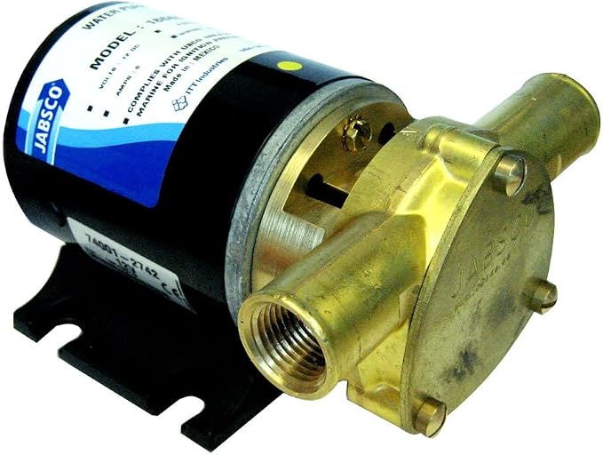 Jabsco 18660 Series Marine Water Puppy Bilge/Sump Flexible Impeller Pump 6.3 GPM, 12-Volt, 15-Amp Non-CE, 1/2" NPT Ports