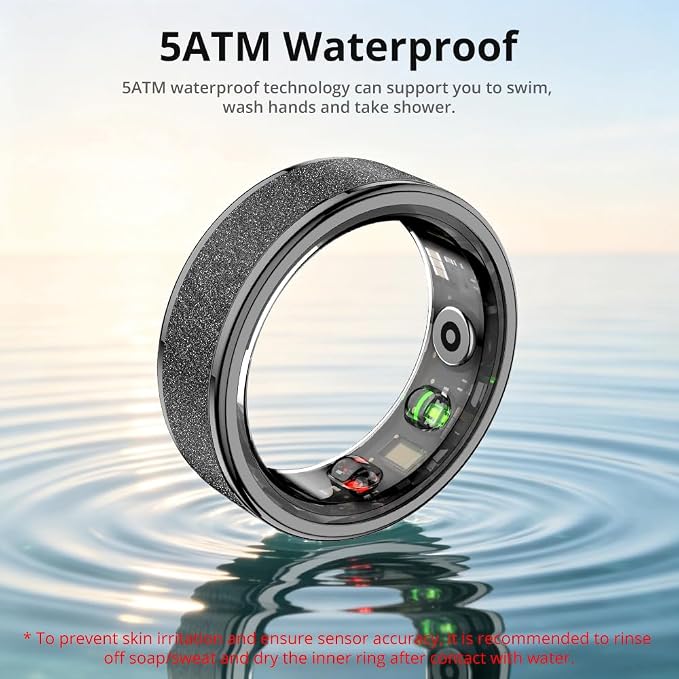 COLMI R10 Smart Ring, Smart Health Ring for Women, Features Heart Rate, Blood Oxygen, Pedometer, and Fitness Tracker, Smart Ring Womens, No Subscription Fee. (Black, 7#)