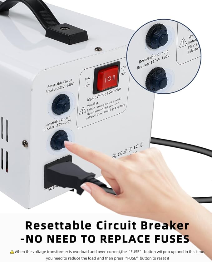 LVYUAN 2500W Voltage Transformer Power Converter Step Up 110V to 220V, Step Down 220V to 110V, 110/120 Volt - 220/240 Volt