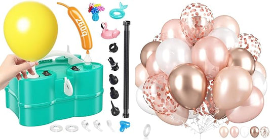 Electric Balloon Pump and Rose Gold Balloons