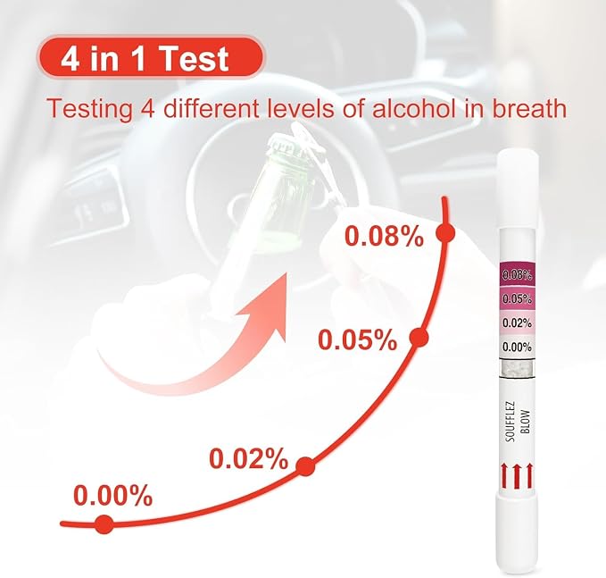 AssuTest Disposable Breathalyzer (25 Pack) - Accurate Single-Use Alcohol Breath Test Kit, Portable Alcohol Tester for Drivers and Social Events | Pocket-sized, single-use breathalyzer. Snap, blow, view! Instant battery-free results. No calibration, avo...