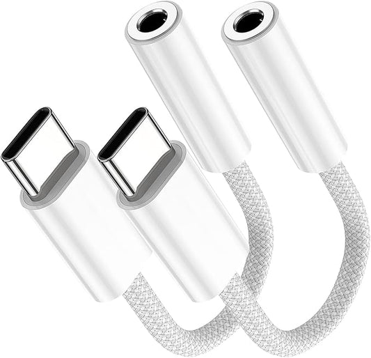 USB-C to 3.5mm Audio Headphone Adapter - HiFi Compatible with Apple iPhone 17 16 15 Galaxy S25 S24 S23 S22 S21 Plus Pro Max Ultra Pixel iPad - Type C to Aux Cord Jack Dongle Nylon-Braided