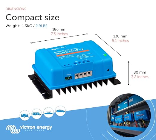 Victron Energy Orion-Tr DC to DC Converter | 24/48-Volt 6 amp 280-Watt, IP43 Protected, for Dual Battery Systems, Isolated