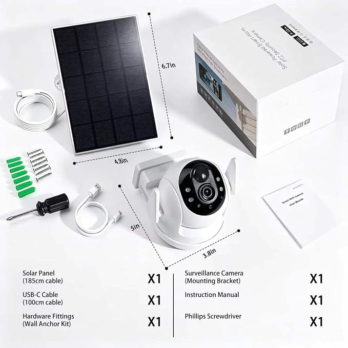 2K Solar Security Wireless Camera Outdoor, 2 Pack 2.4Ghz WiFi Battery Camera, 355° View Pan/Tilt Solar Camera with PIR Alarm, 2-Way Audio, Color Night Vision, IP65 Waterproof, Cloud & SD Storage