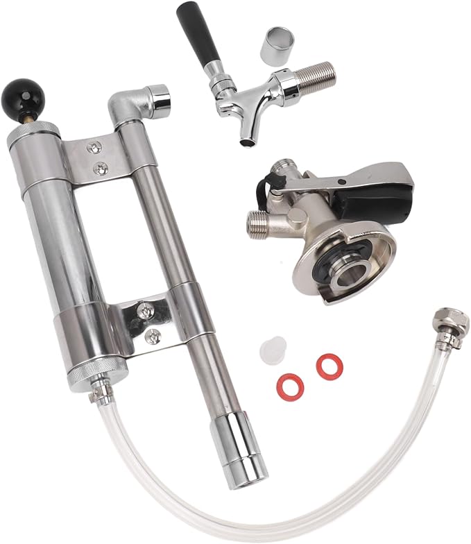 Topyond 8” Keg Party Pump, Stainless Steel Beer Hand Pump, Portable Type A Beer Dispenser, Probe Coupler Beer Tap and Handle Keg Pump for Indoor Outdoor Parties, Picnics, and Camping