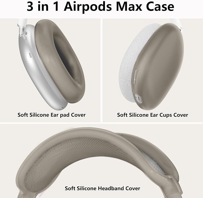 Silicone Case Cover for AirPods Max Headphones, Ear Pad Case Cover/Ear Cups Cover/Headband Cover for AirPods Max 2/1 (2026/2024/2020)(USB-C/Lightning), Accessories for Apple AirPods Max 2, Foggy Black