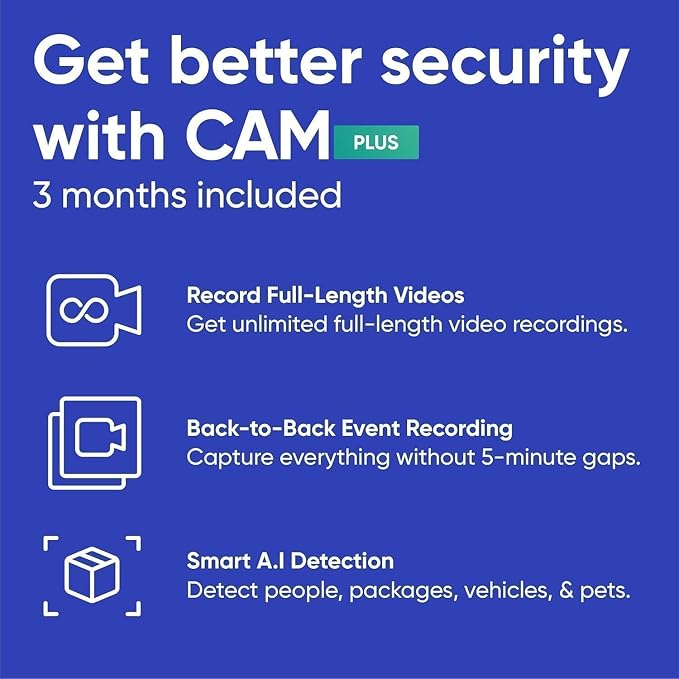 Cam v3 2 Pack, 1080p Plug-in Smart Security Camera, Color Night Vision, Motion Detection, 2-Way Audio, Compatible with Alexa, Google Assistant, Cloud & SD Card Storage, Indoor/Outdoor, Wired, Black
