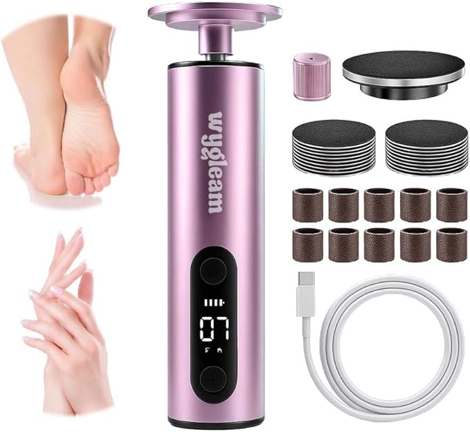 Electric Callus Remover for Feet & Nail File Drill Kit - 2 in 1 Rechargeable Pedicure Tools for Flawless Feet - Professional Foot File with 3 Speeds for Dead Skin Removal - At Home Pedicure