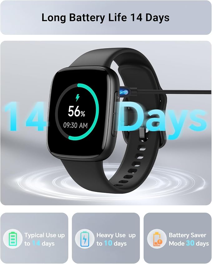 Gydom Smart Watch for Men/Women, 1.85" AMOLED Screen Fitness Watch for iPhone/Android, Activity Tracker with Heart Rate/Sleep/SpO2, Answer/Make Call, 3ATM Waterproof, 120+ Sport Modes, AI Voice, Black