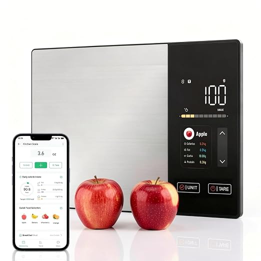 Smart Food Scale with Nutritional Calculator, Digital Kitchen Scale for Weight Loss, Free App with 23 Nutrients & Calorie Tracking, Digital Weight Grams & Ounces, 11 lb/5 kg