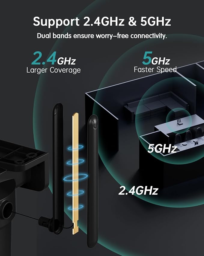 ZUMIMALL 2.5K Wired cameras for home security, 2.4G/5G WiFi Outdoor Security Camera, 5MP, 24/7 Recording, AI Motion Detection, Cloud & SD Card Storage, 2-Way Audio, 360° PTZ Auto Tracking, IP66, Black