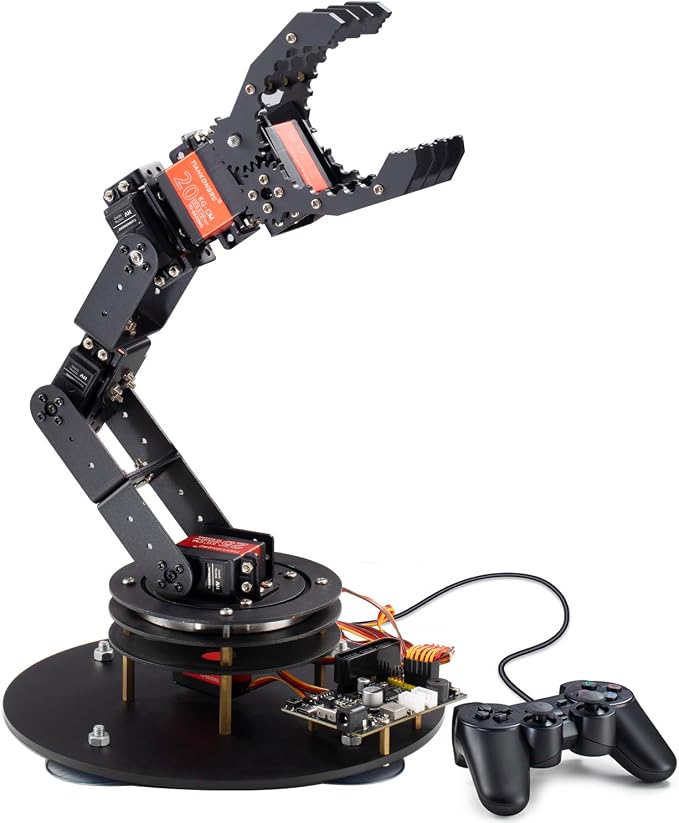 6-Axis Metal Robot Arm Kit with Joystick Control for Arduino Programming DIY Robotics Arm for STEM Learning, Educational Build & Play, Servo Motor Projects