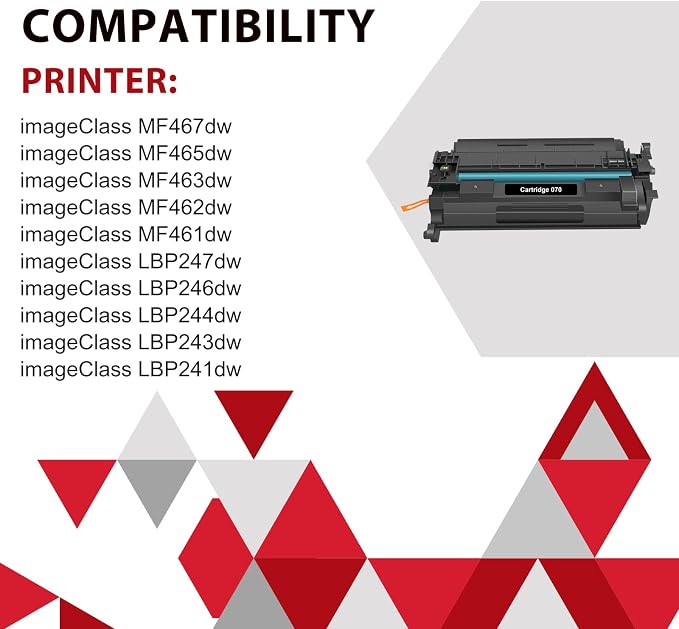 070 Black Toner Cartridge 2-Pack Compatible Replacement for Canon 070 Toner Cartridge crg-070 for imageCLASS MF465dw MF462DW LBP247dw LBP246dw LBP240 MF460 MF462 LBP247 LBP246 Printer