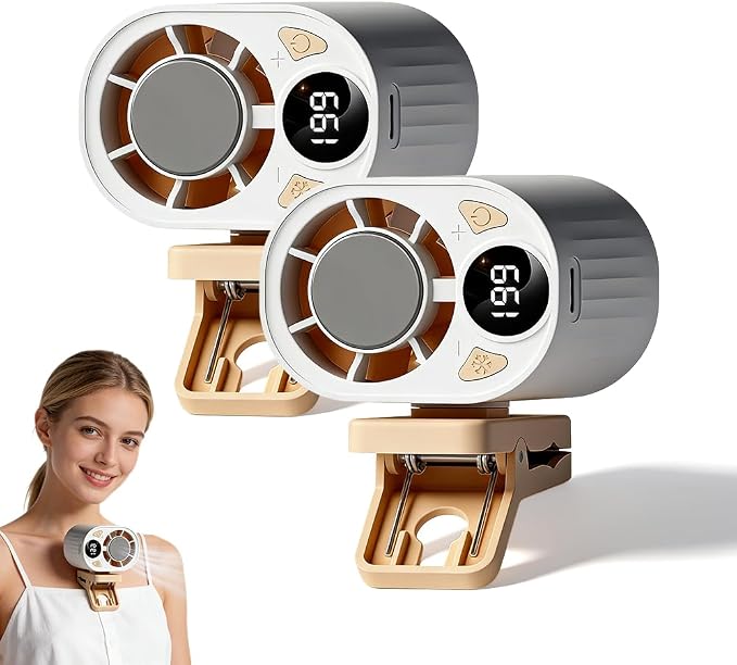 2026 Car Clip On Air Conditioner Fan, Portable Clip-On Fan, Mini USB Rechargeable Rotatable Fan, 3-Speed Silent Mini Bladeless Fans (White - 2PCS)