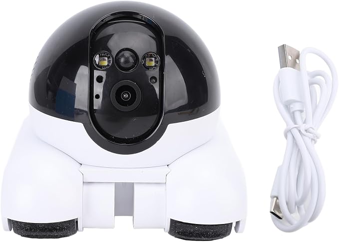 Pomya Robot Camera On Wheels, 2MP 1080P Dual Lens Rotatable, Movable Pet Camera with Phone APP, 2 Way Talk, Motion Detection, 5200mAh Battery, WiFi Indoor Security Camera for Dogs Cats
