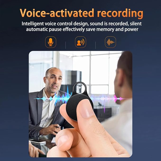 Mini Digital Voice Recorder Keychain 32GB, Voice Activated Recorder with 20 Hours Continuous Recording, Noise Reduction Audio Recorder Dictaphone MP3 Player for Lectures, Meetings, Class, Interviews
