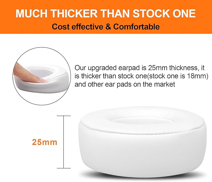 Replacement Ear Pads for Beats Solo 3, Ear Cushions for Beats Solo 2 & Solo 3 Wireless/Wired Headphones, Not Fit Beats Studio On-Ear Headphone with Stronger Adhesive, Thicker Memory Foam(White)