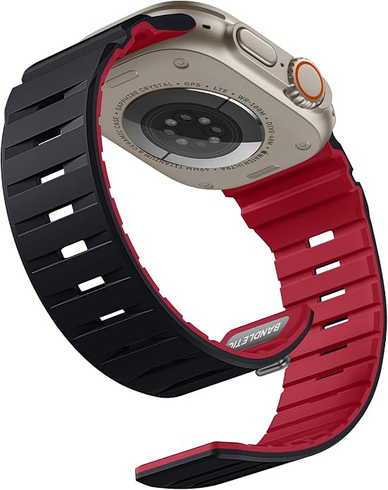 Bandletic Magnetic Watch band Compatible with Apple Watch Bands - Magnet Bands 49mm 46mm 45mm 44mm 42mm Men Women, Rugged Silicone Strap for iWatch Series 11/10/9/8/7/SE3/SE2/SE/6/5/4/3/2/1