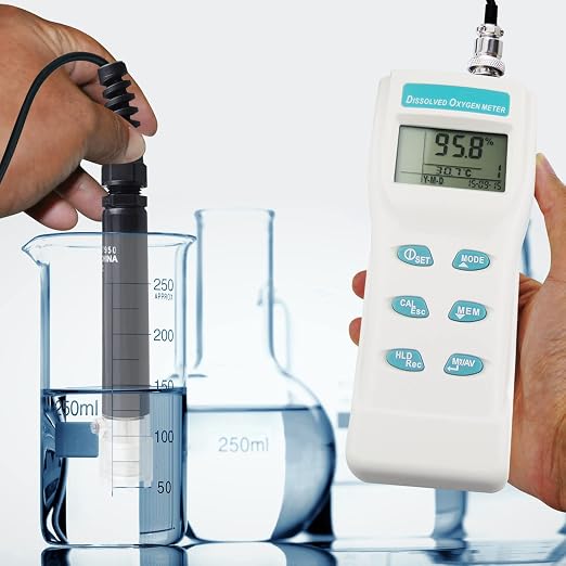 Dissolved Oxygen Meter Data Logger DO Meter with Electrode Portable Digital DO & Temperature Tester with 99 Groups Recording, Dissolved Oxygen Meter Analyzer for Aquarium/Hydroponics/Ponds/Water/Home