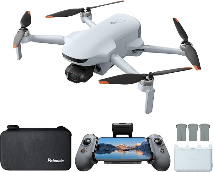 Potensic ATOM 3 Drones with Camera for Adults 4K 60fps, 8K Photo, 120-Min Flight, 16KM Transmission, 1/1.3’’ CMOS, AI Track 2.0, Med-Tele Mode, QuickShots, Under 249g, Fly More Combo(3 Batteries)
