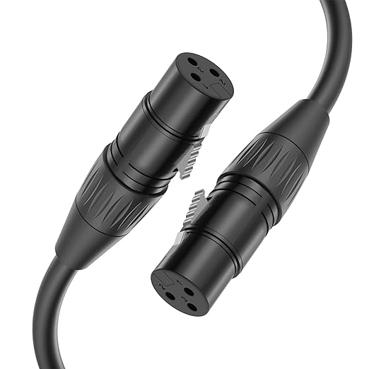 XLR Cable Male to Male + Female to Female, 3-Pin, Black, 25 AWG, 20 AWG, Microphone, Indoor, Connecting Microphones to Audio Equipment