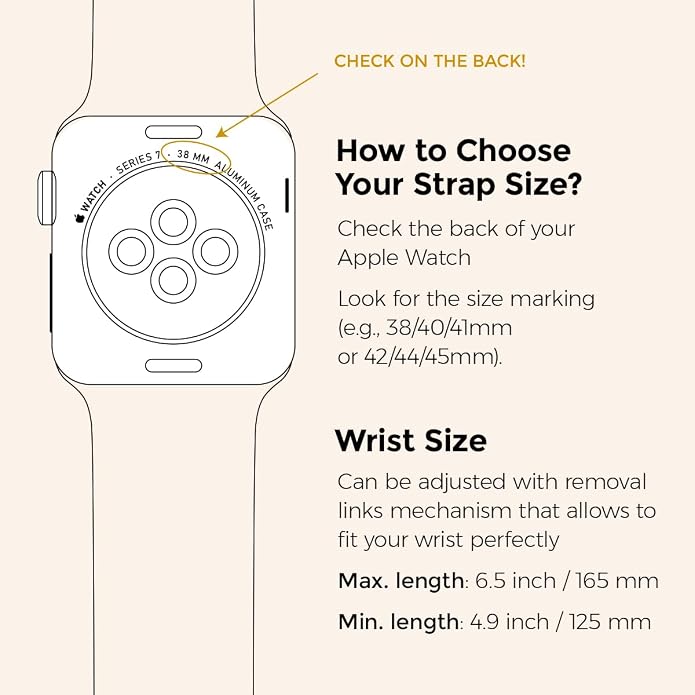 My Pretty Strap - Compatible Apple Watch Band Strap, Stainless Steel Fashion iWatch Replacement Strap- Easy Resizing, No Tool Needed, Fits Most Wrists- Compatible with Series 1-11, SE and Ultra