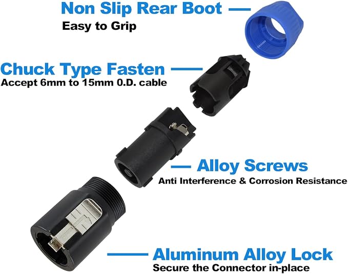 speakon Connector，25 Packs，Audio Speaker Plug Twist Lock 4 Pole Speaker Plug ，nl4 Connector Compatible with Speakon NL4MPR, NL4FC,NA4LJ, NA4LJX, NL4MP, NL4FX, NL4 & NL2 Series, NL2FC