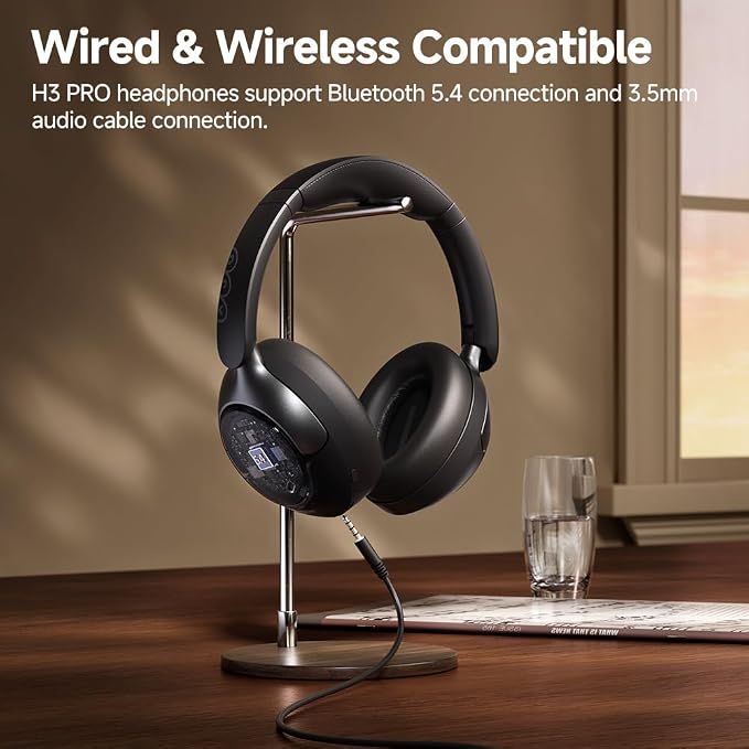 QCY H3 PRO Adaptive ANC Wireless Headphones Over Ear, 50dB Active Noise Cancellation with Multiple Modes, LDAC Hi-Res Wireless Audio, 55H Playtime, Custom EQ via App, Bluetooth 5.4