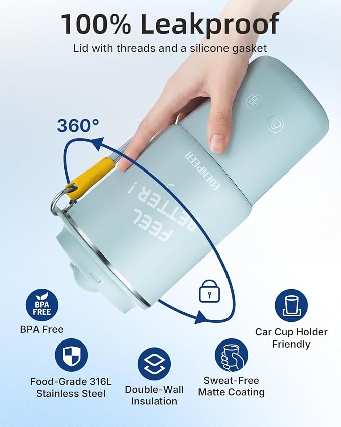 Self Heating Coffee Mug – 14oz Portable Heated Coffee Mug, 120W Fast Heating, 120°F-150°F Temp Control, 8H Heat Retention, Leak-Proof Lid, for Car, Home, Office，Gifts for Women&Men