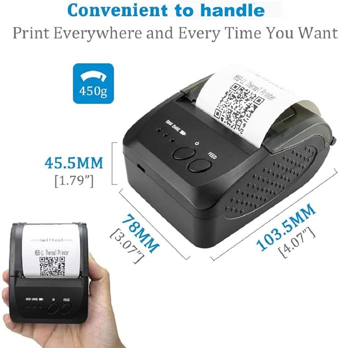 NETUM Bluetooth Receipt Printer, 58mm Mini Thermal POS Printer Portable Personal Bill Printer 2 inches for Restaurant Sales Retail Compatible with Android