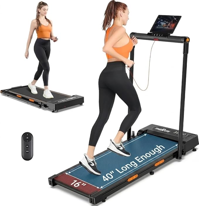 THERUN Walking Pad, 2 in 1 Foldable Treadmills for Home, 0.6-7.6 MPH, 2.5 HP Under Desk Treadmill with Handle Bar, 16" Widened Running Belt, with Remote Control & LED Touch Screen