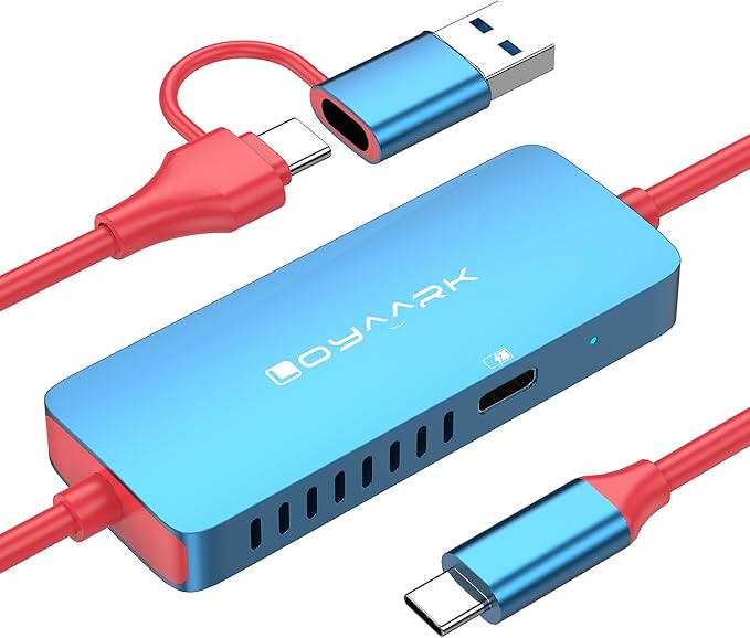 HDMI Video Capture Card Compatible with Nintendo Switch 2, Mobile Phones, and PC Devices Features a PD 100W Charging Port Supports 4K60Hz Video Capture for Gaming livestreaming and Recording