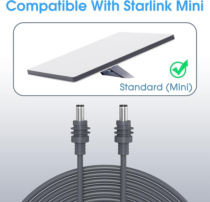 Starlink Mini DC Cable 16.4FT/5M, Starlink Mini Accessories 20AWG Replacement Starlink DC to DC Power Cable, Power Cord Outdoor for Starlink Mini Power Supply Male to Male Waterproof