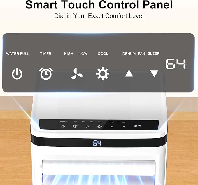 Electactic 8050 BTU Portable Air Conditioner for Fast Cooling, 4-in-1 Indoor AC Unit with Dehumidifier & Fan Modes, Powerful Personal AC for Rooms up to 350 Sq.Ft., Smart Remote & 24H Timer